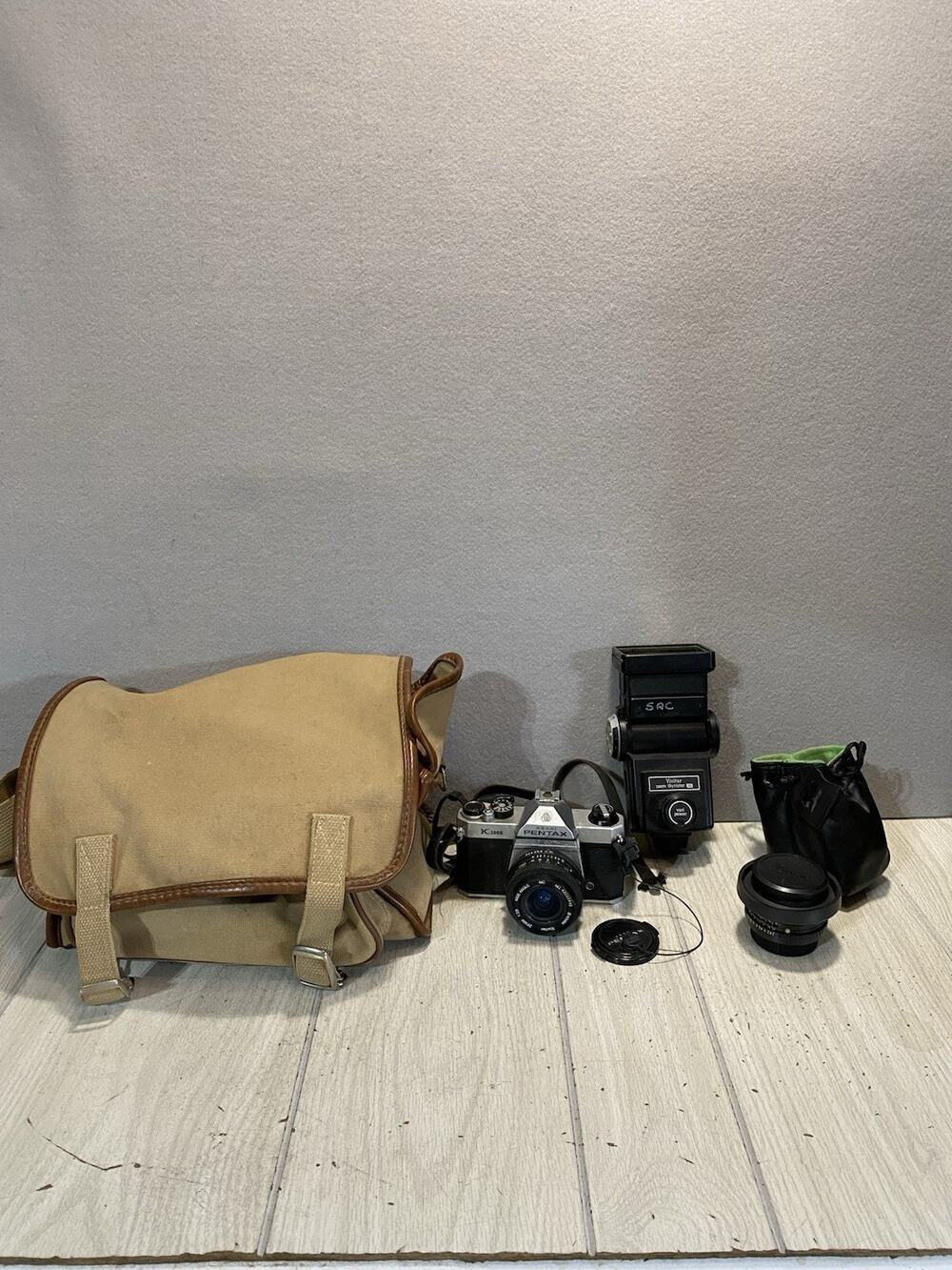 Pentax K1000 Film Camera + 50mm 28mm Lenses and Extras